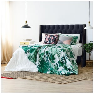 Skyline Queen Nail Button Tufted Wingback Bed in Velvet - Ink, Blue, hires