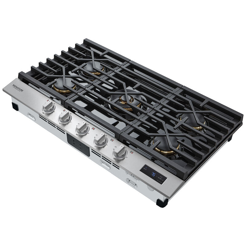 Signature Kitchen Suite 36 in. 5-Burner Smart Natural Gas Cooktop with Simmer Burner & Power Burner - Stainless Steel, , hires