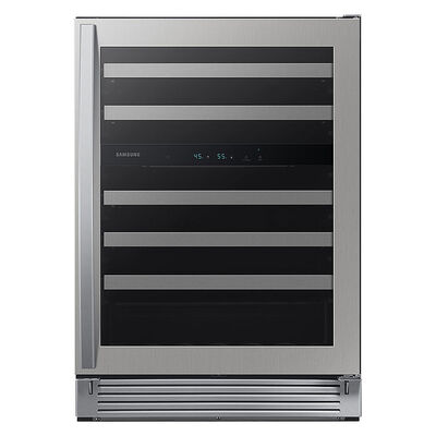 Samsung 24 in. Undercounter Wine Cooler with Wire Racks, Dual Temperature Zones & 51 Bottle Capacity - Stainless Steel | RW51TS338SR