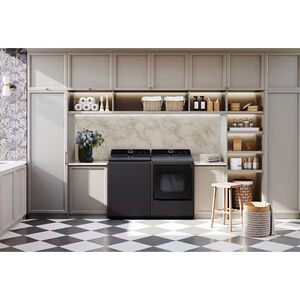 LG 27 in. 7.3 cu. ft. Smart Electric Dryer with EasyLoad Door, AI Sensor Dry, TurboSteam Technology & Sanitize Cycle - Matte Black, Matte Black, hires