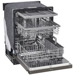 LG 24 in. Front Control Dishwasher with 48 dBa Sound Level, 3rd-Rack, Dynamic Dry & Pocket - Black Stainless, Black Stainless, hires