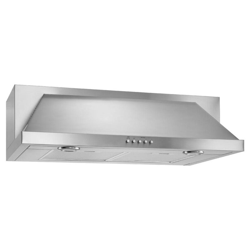 Whirlpool 36 in. Standard Style Range Hood with 3 Speed Settings, 400 CFM, Convertible Venting & 2 Halogen Lights - Stainless Steel, , hires