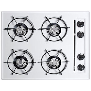 Summit 24 in. 4-Burner Natural Gas Cooktop - White, , hires