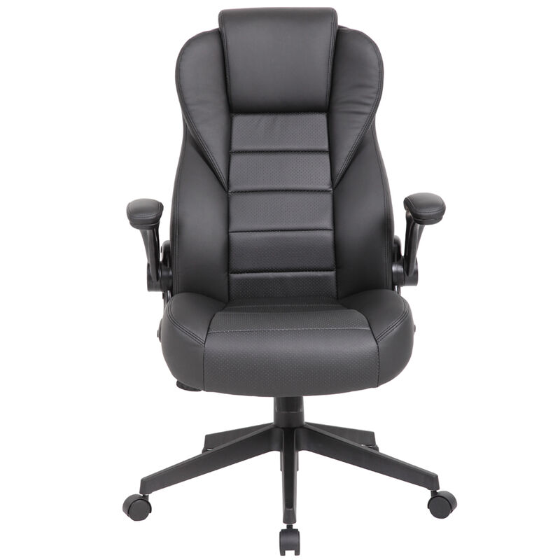 Boss Executive High Back CaressoftPlus Flip Arm Chair - Black, , hires
