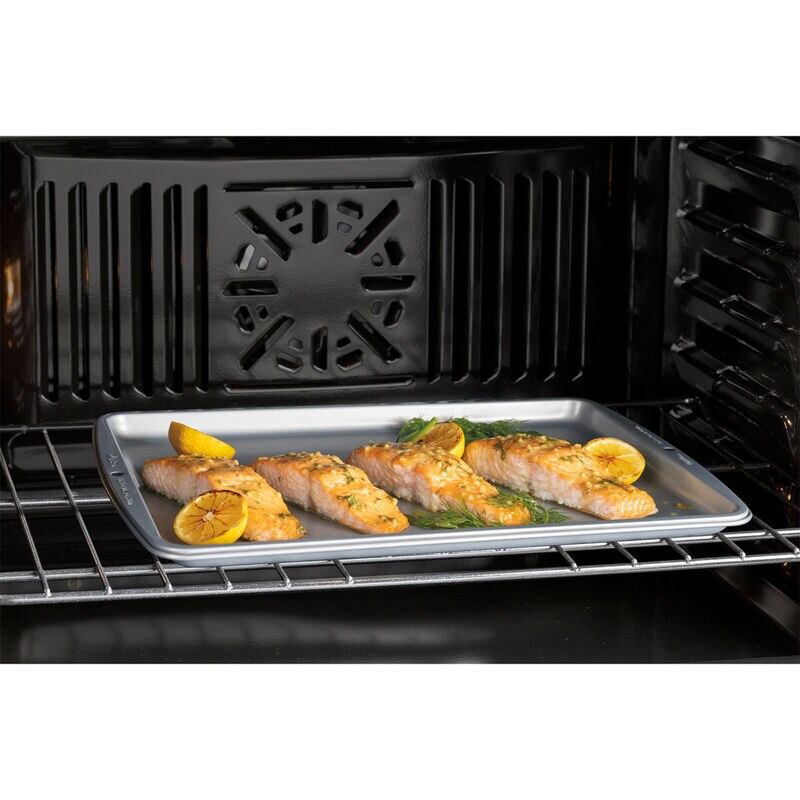 GE 27 in. 8.6 cu. ft. Smart Top Control Electric Double Wall Oven with True European Convection - Black, , hires