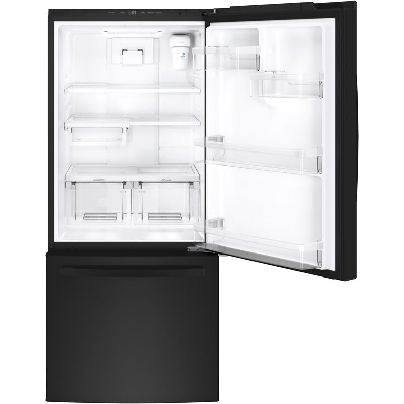 GE 30" 20.9 Cu. Ft. Bottom Freezer Refrigerator Black P.C. Richard