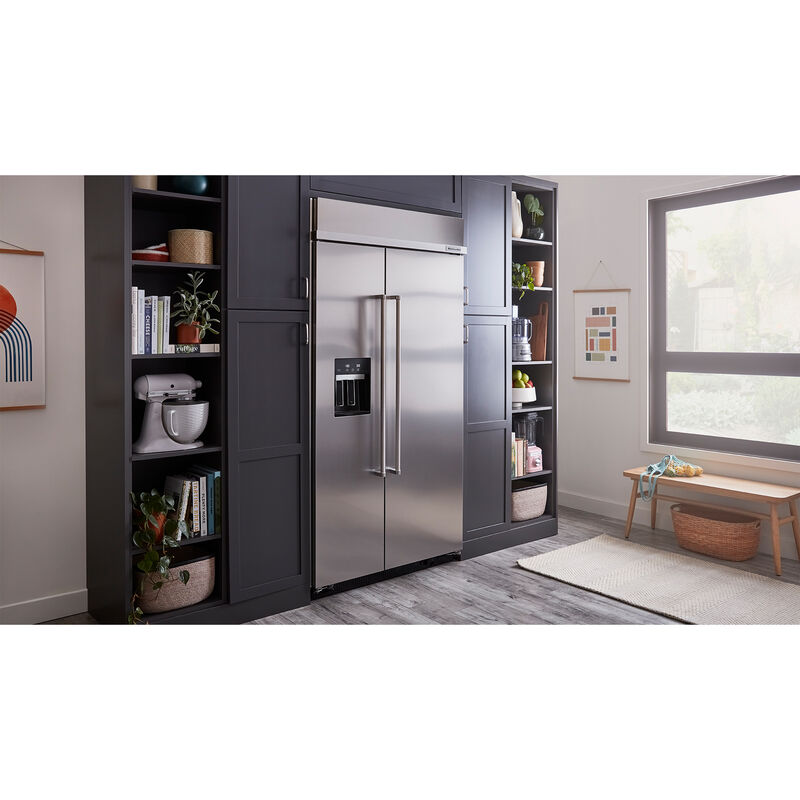 KitchenAid 42 in. 25.1 cu. ft Built-In. Counter Depth Side-by-Side Refrigerator with External Ice & Water Dispenser - Stainless Steel with PrintShield Finish, , hires