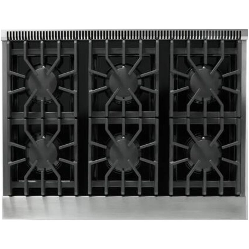 Viking 5 Series 36 in. 5.6 cu. ft. True European Convection Dual Fuel Range with 6 Sealed Burners - Stainless Steel - Liquid Propane Gas, Polished Chrome Trim Option, , hires