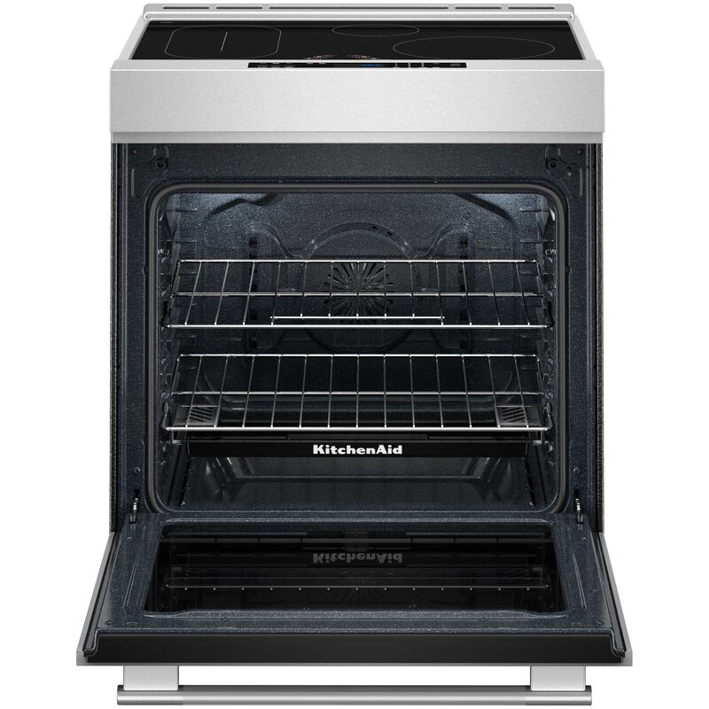 KitchenAid 30 in. 6.4 cu. ft. Air-Fry True European Convection Steam Oven Slide-In Electric Range with 4 Induction Burners - Stainless Steel with PrintShield Finish, , hires