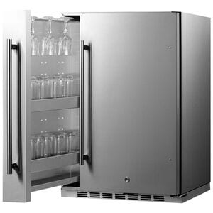 Summit 24 in. 3.1 cu. ft. Undercounter Refrigerator with Slide-Out Storage Compartment - Stainless Steel, , hires