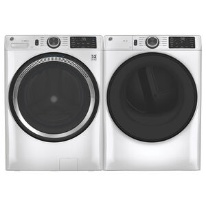 GE 28 in. 7.8 cu. ft. Smart Stackable Electric Dryer with Sanitize Cycle & Sensor Dry - White, White, hires