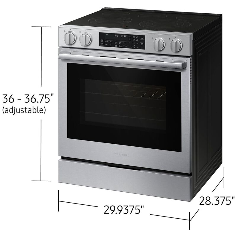 Samsung Bespoke 30 in. 6.3 cu. ft. Smart Air-Fry True European Convection Slide-In Electric Range with Radiant Burners - Stainless Steel, Stainless Steel, hires