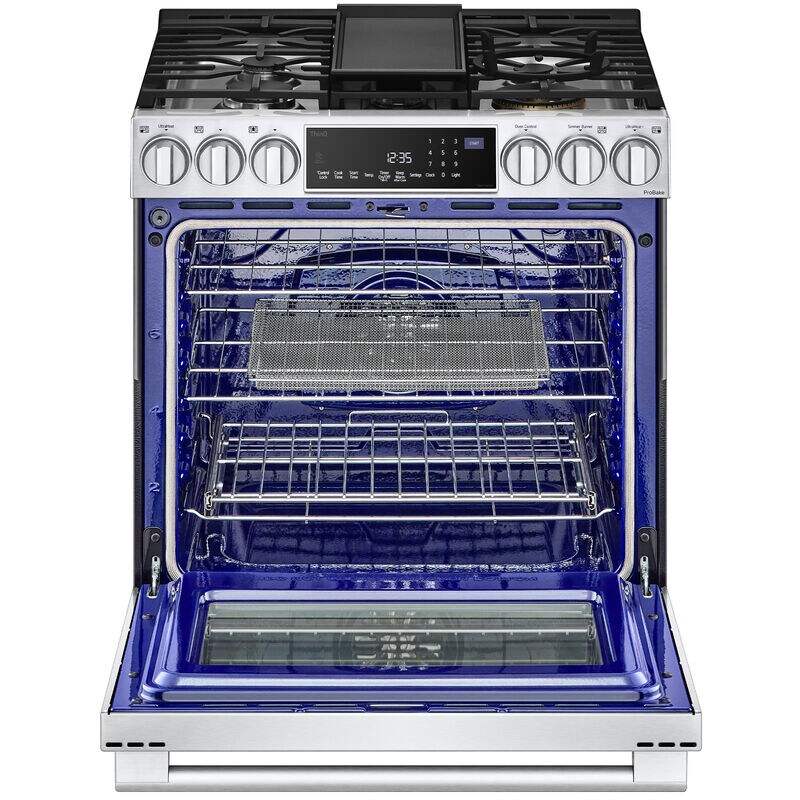LG Studio 30 in. 6.3 cu. ft. Smart Air Fry True European Convection Slide-In Dual Fuel Range with 5 Sealed Burners & Griddle - Stainless Steel, , hires