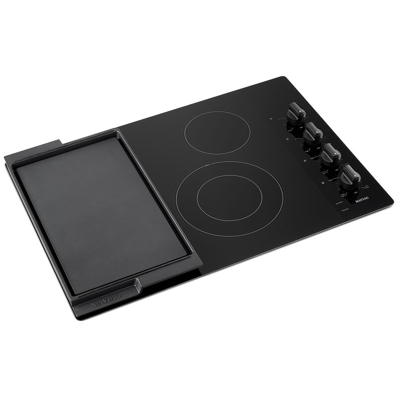 Maytag 30 in. 4-Burner Electric Cooktop with Power Burner, Reversible Grill & Griddle - Black, , hires