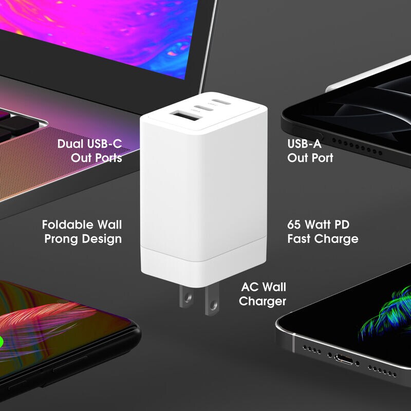 PhoneSuit - GaN USB-C/C/A Wall Charger - White, , hires