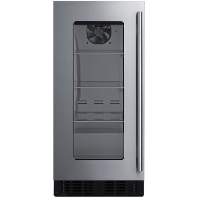 Summit 15 in. Built-In/Freestanding 1.8 cu. ft. Compact Left-Hinged Beverage Center with Adjustable Shelves & Digital Control - Stainless Steel | ASDG1521LHD