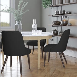 Skyline Furniture Modern Mid Century Dining Chair in Linen Fabric - Black, , hires