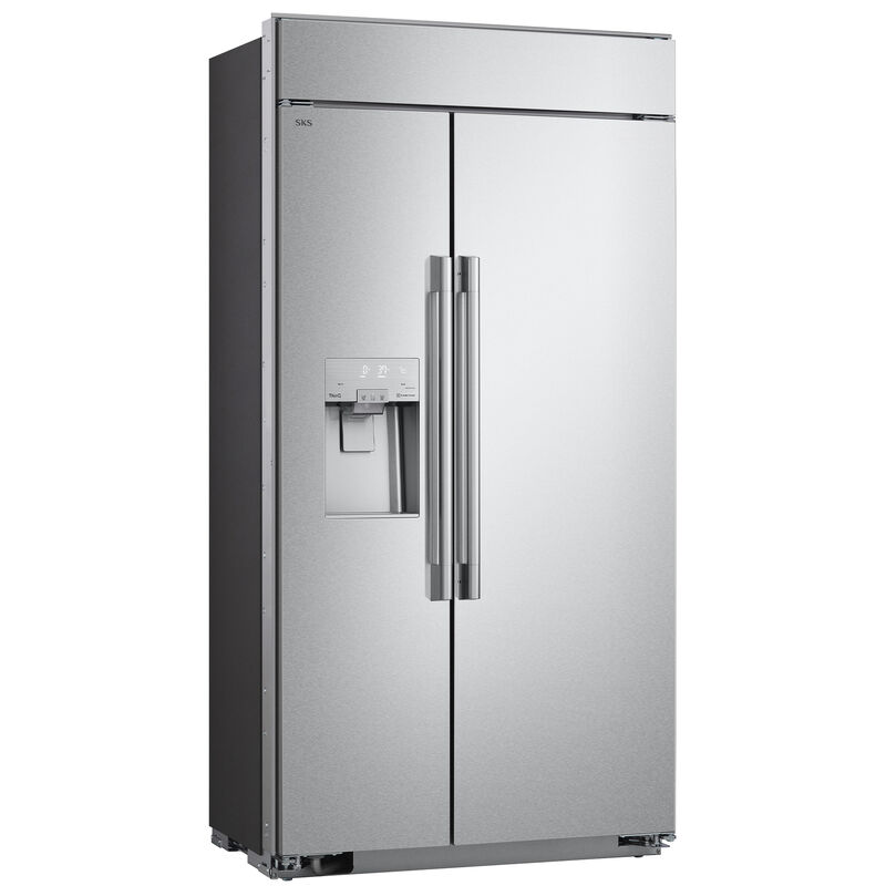 SKS 42 in. 25.6 cu. ft. Built-In Smart Counter Depth Side by Side Refrigerator with Ice & Water Dispenser - Stainless Steel, , hires