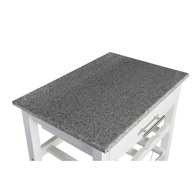 Cullen Kitchen Cart with Granite Top-White, , hires