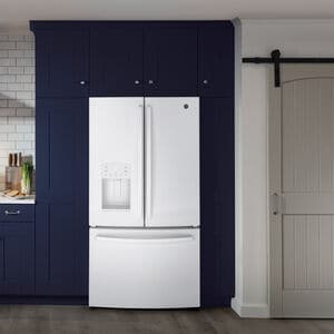 GE 36 in. 25.6 cu. ft. French Door Refrigerator with Ice & Water Dispenser - White, White, hires