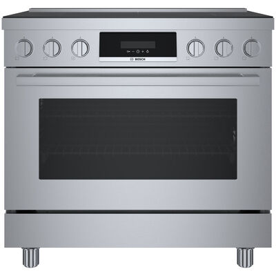 Bosch 800 Series 36 in. 3.7 cu. ft. Convection Oven Freestanding Electric Range with 5 Induction Burners - Stainless Steel | HIS8655U