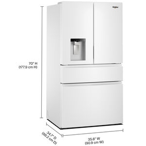 Whirlpool 36 in. 28.9 cu. ft. 4-Door French Door Refrigerator with Ice & Water Dispenser - White, , hires