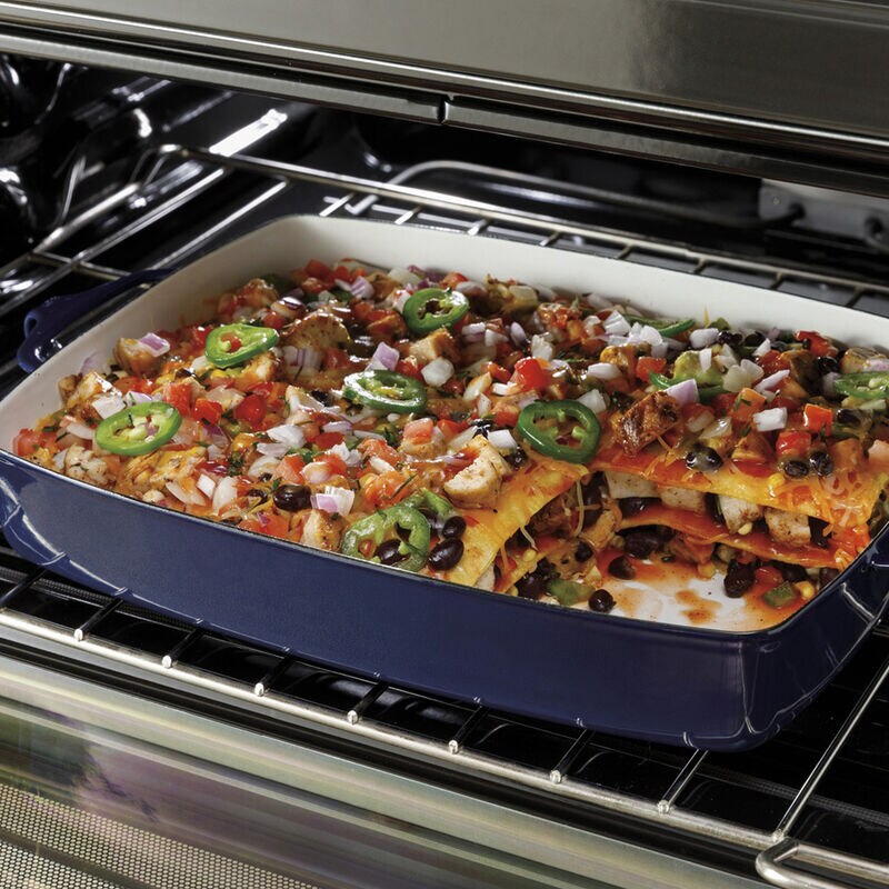 GE 30 in. 6.6 cu. ft. Air Fry Standard Convection Double Oven Electric Range with Smoothtop Burners - Stainless Steel, Stainless Steel, hires