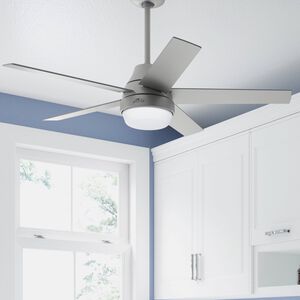 Hunter Aerodyne 52 in. WiFi Ceiling Fan with LED Light Kit and Remote - Matt Silver, Matt Silver, hires