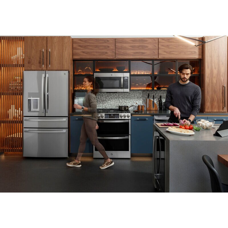 GE Profile 30 in. 6.7 cu. ft. Smart Air Fry True European Convection Double Oven Slide-In Gas Range with 5 Sealed Burners, Grill & Griddle - Stainless Steel, , hires