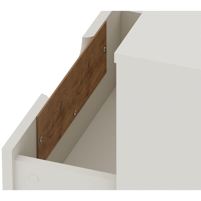 Manhattan Comfort Rockefeller Mid-Century Modern 1-Drawer Nightstand Off White, White, hires