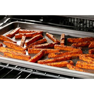 Cafe 30 in. 5.7 cu. ft. Smart Air Fry True European Convection Slide-In Electric Range with Smoothtop Burners - Stainless Steel, Stainless Steel, hires