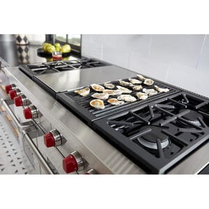 Wolf 48 in. 7.8 cu. ft. Smart Dual Convection Double Oven Dual Fuel Range with 4 Sealed Burners, Grill & Griddle - Stainless Steel, , hires