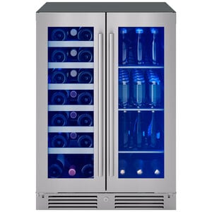 Zephyr Presrv Series 24 in. Undercounter Wine Cooler with Glass & Wood Racks, Dual Temperature Zones & 21 Bottle Capacity - Stainless Steel, , hires