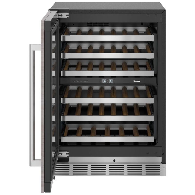 Thermador Freedom Collection 24 in. Undercounter Wine Cooler with Wood Racks, Dual Temperature Zones & 41 Bottle Capacity - Custom Panel Ready, , hires