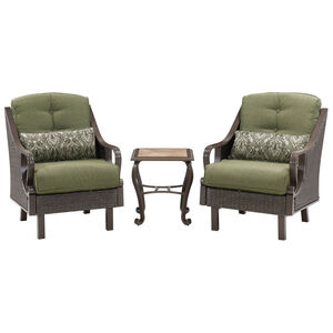 Hanover Ventura 3-Piece Patio Furniture Chat Set with Side Table - Meadow Green, , hires