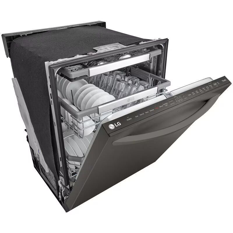 LG 24 in. Top Control Smart Dishwasher with 42 dBa Sound Level & 3rd-Rack - Black Stainless, Black Stainless, hires