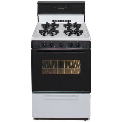 Premier 24 in. 3.0 cu. ft. Oven Freestanding Gas Range with 4 Sealed Burners - White | SJK340W