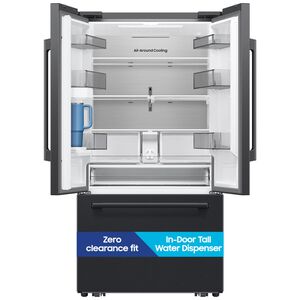 Samsung Bespoke 36 in. 29.5 cu. ft. Smart French Door Refrigerator with Internal Water Dispenser - Fingerprint Resistant Matte Black Steel, , hires
