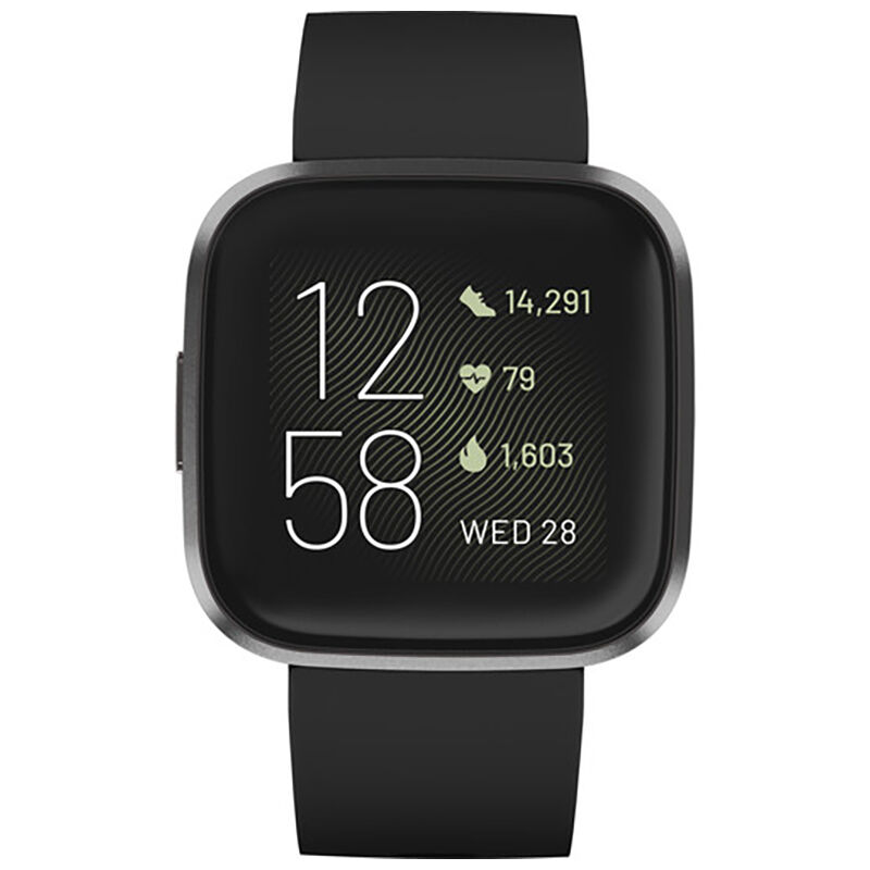 Fitbit Versa 2 Premium Health & Fitness Smartwatch - Black/Carbon Aluminum, , hires