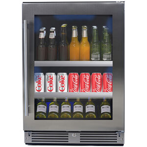 XO 24 in. Built-In/Freestanding Beverage Center with Pull-Out Shelves & Digital Control Right Hinged - Stainless Steel, Stainless Steel, hires