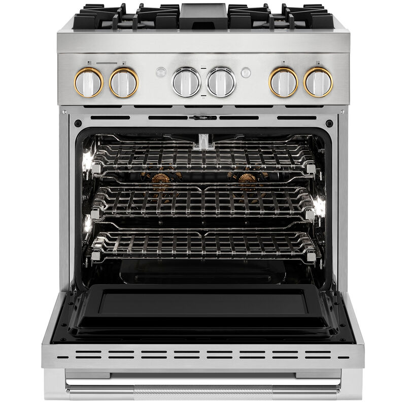JennAir Rise Series 30 in. 4.1 cu. ft. Smart True European Convection Dual Fuel Range with 4 Sealed Burners - Stainless Steel, , hires