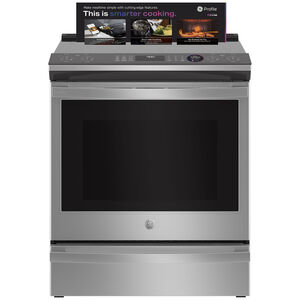 GE Profile 30 in. 5.3 cu. ft. Smart Air Fry True European Convection Slide-In Electric Range with 5 Induction Burners - Stainless Steel, Stainless Steel, hires