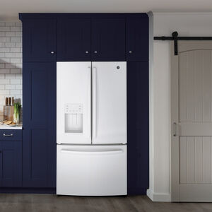 GE 36 in. 25.6 cu. ft. French Door Refrigerator with Ice & Water Dispenser - White, White, hires
