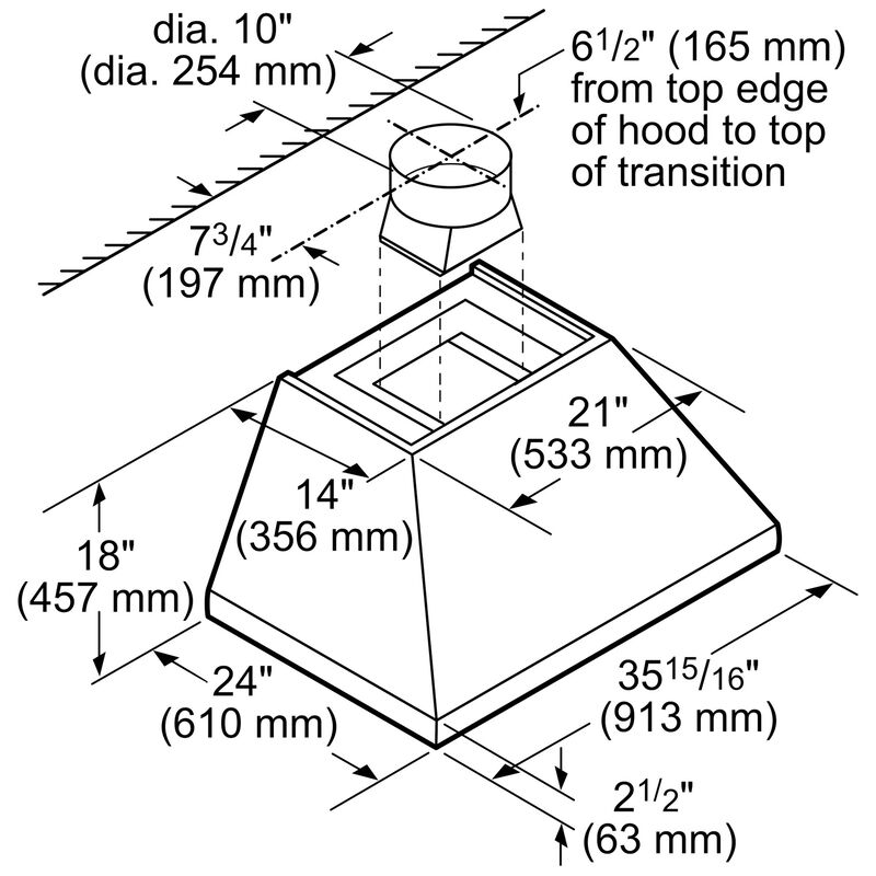 Thermador Professional Series 36 in. Ducted Chimney Style Range Hood with 4 Fan Speeds & 2 LED Lights - Stainless Steel, , hires