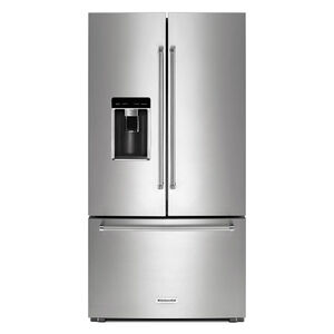 KitchenAid 36 in. 23.8 cu. ft. Counter Depth French Door Refrigerator with External Ice & Water Dispenser - Stainless Steel, Stainless Steel, hires