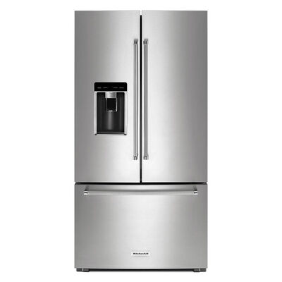 KitchenAid 36 in. 23.8 cu. ft. Counter Depth French Door Refrigerator with External Ice & Water Dispenser - Stainless Steel | KRFC704FPS