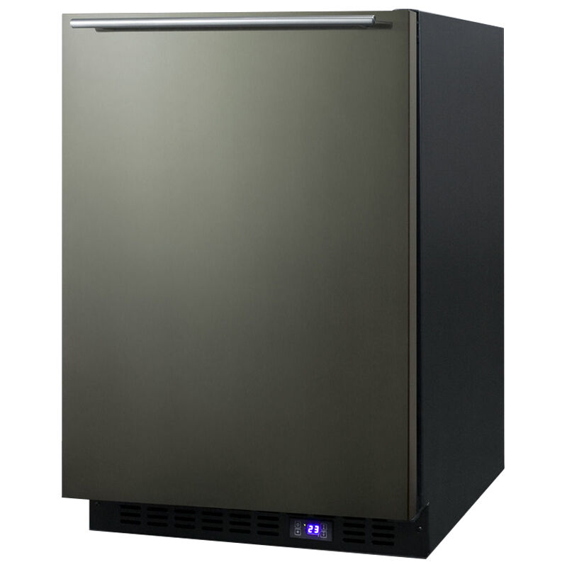 Summit 24 in. 4.7 cu. ft. Upright Compact Freezer with Ice Maker, Adjustable Shelves & Digital Control - Black Stainless Steel, , hires