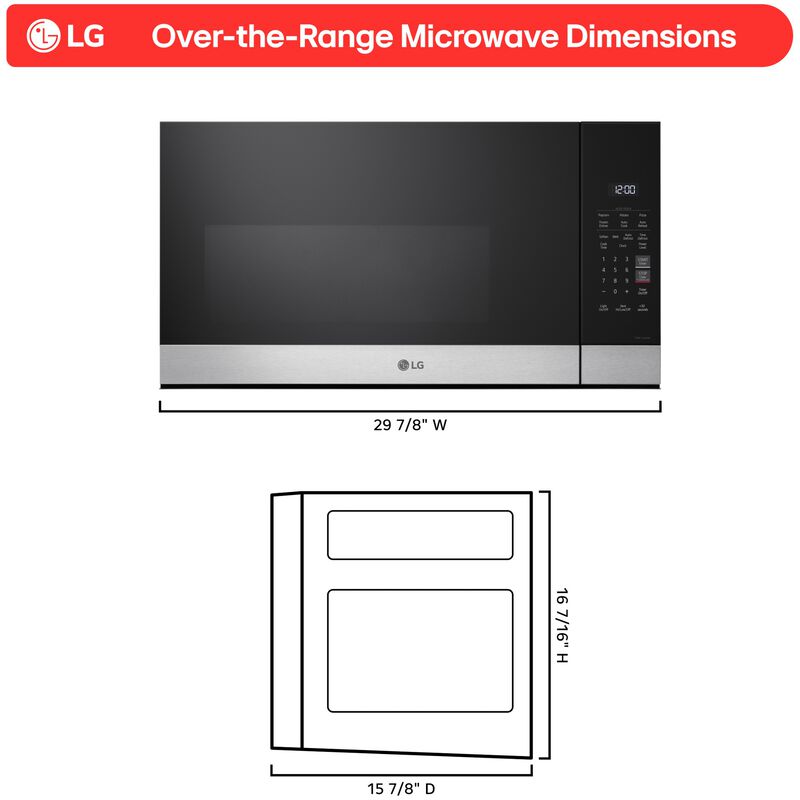 LG 30 in. 1.6 cu. ft. 1000W Over-the-Range Microwave with 300 CFM - Stainless Steel, , hires