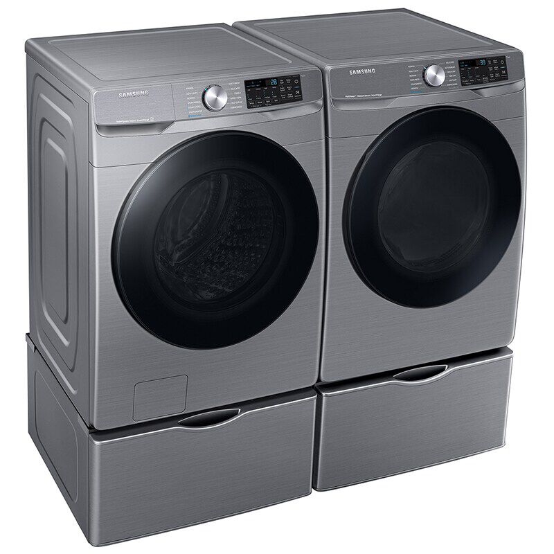 Samsung 27 in. 7.5 cu. ft. Smart Stackable Front Load Electric Dryer with Sanitize Cycle & Sensor Dry - Platinum, Platinum, hires