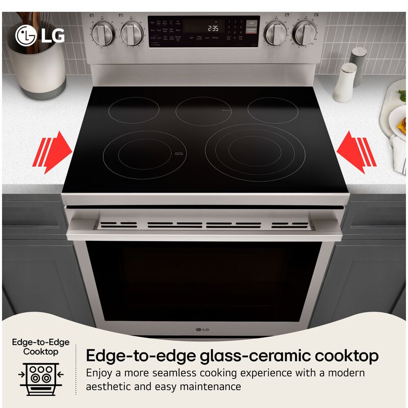 LG 30 in. 6.3 cu. ft. Smart Air-Fry True European Convection Electric Range with Radiant Burners - PrintProof Stainless Steel, , hires